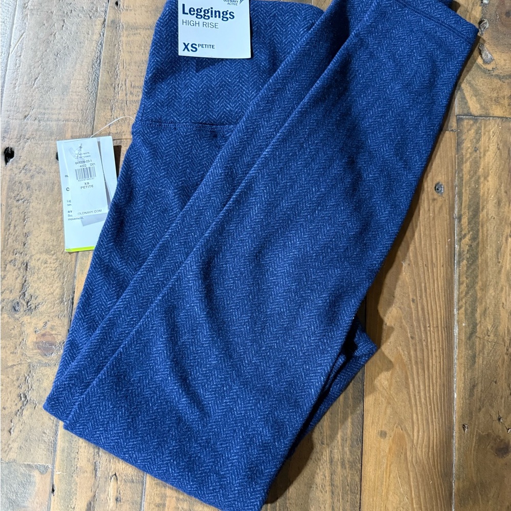 Blue Herringbone High Rise Leggings